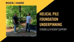 Helical pile installation and foundation underpinning by Rock Hard Excavating in Northern Virginia.