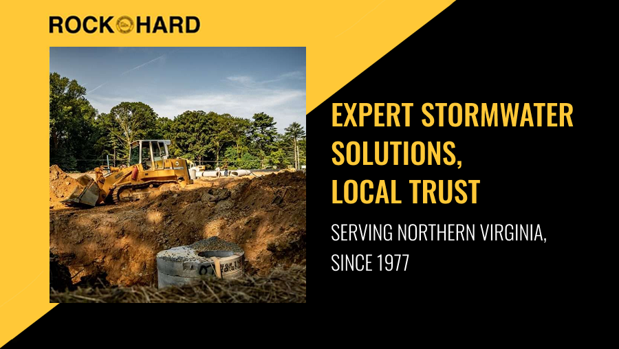 Rock Hard Excavating crew installing stormwater drainage system