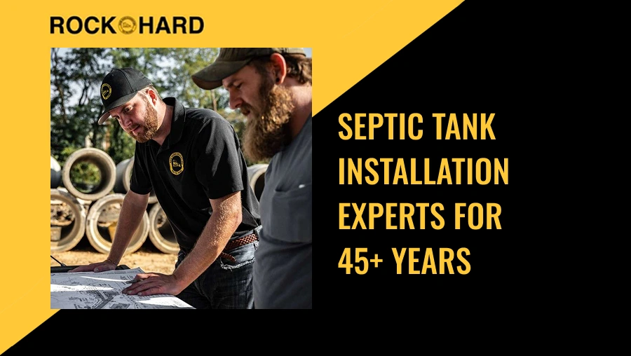 Rock Hard Excavating crew installing septic tank system in Northern Virginia