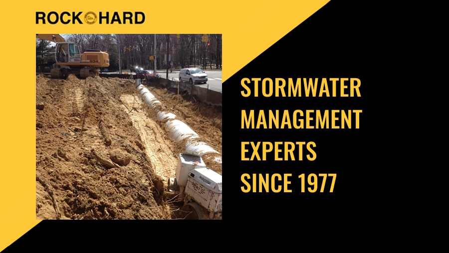 Rock Hard Excavating crew performing stormwater management services in Northern Virginia
