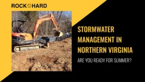 Stormwater runoff flowing across a residential property in Northern Virginia